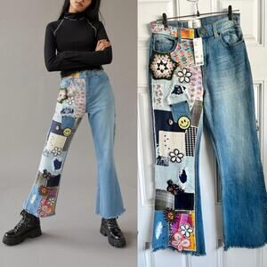 Urban Outfitters BDG patchwork high rise flare jeans NWT size 26